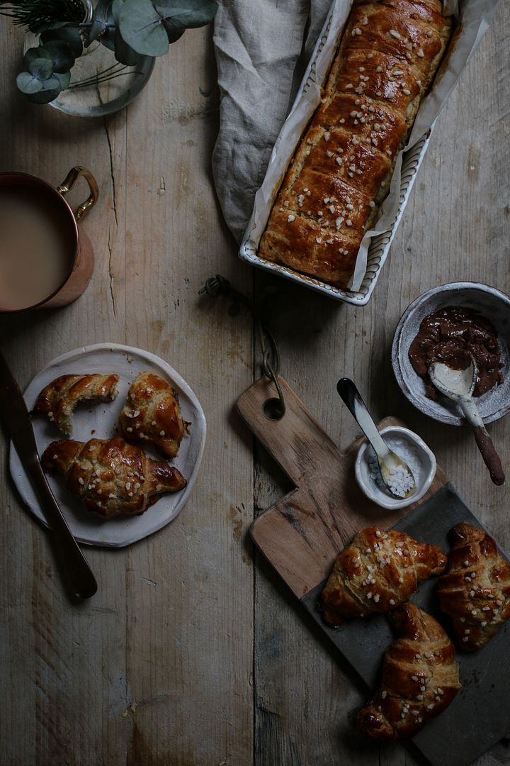 sourdough Nutella pretzel croissants and loaf
